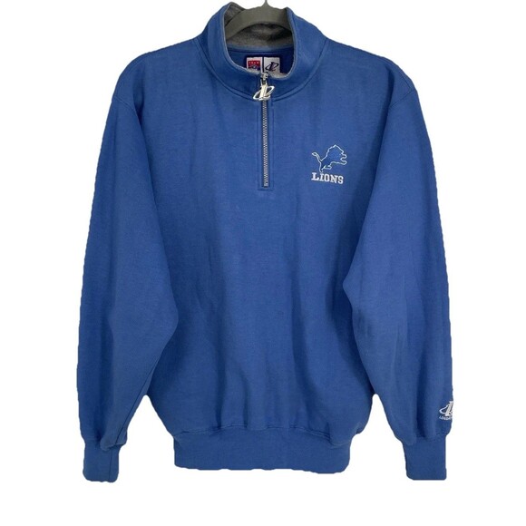 Logo Athletic Other - Vintage Detroit Lions Quarter Zip Sweatshirt Mens Medium Blue NFL Football